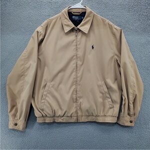 Polo Ralph Lauren Bomber Jacket Mens Medium Zip Up Harrington Tan Vintage